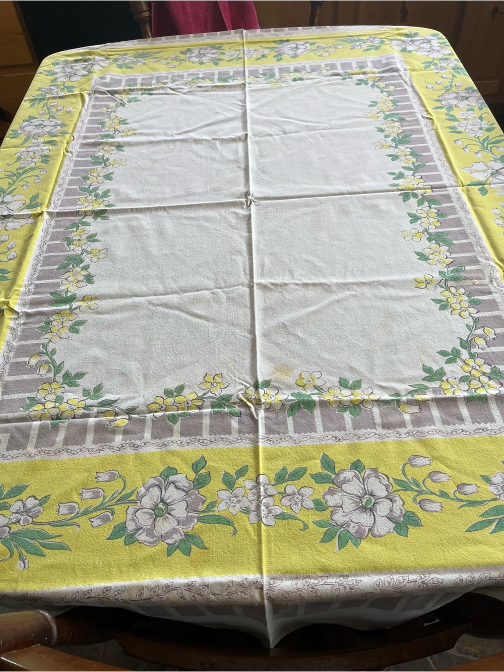 Yellow Floral Tablecloth - Vintage Floral Dining Table Cover